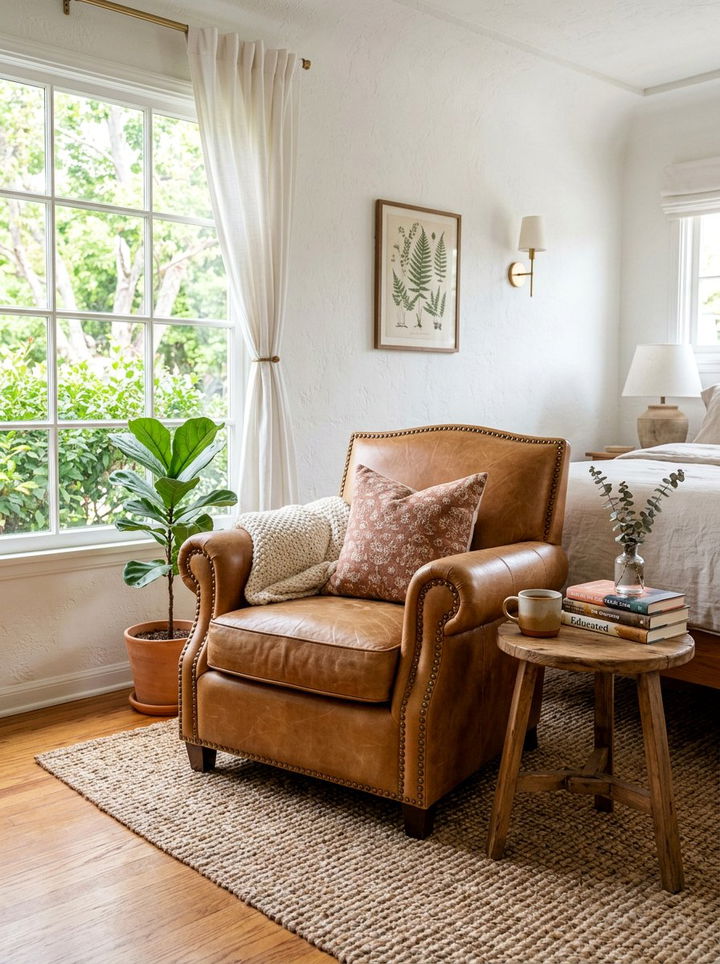 Leather Accent Chair - 30 Spanish bedroom ideas