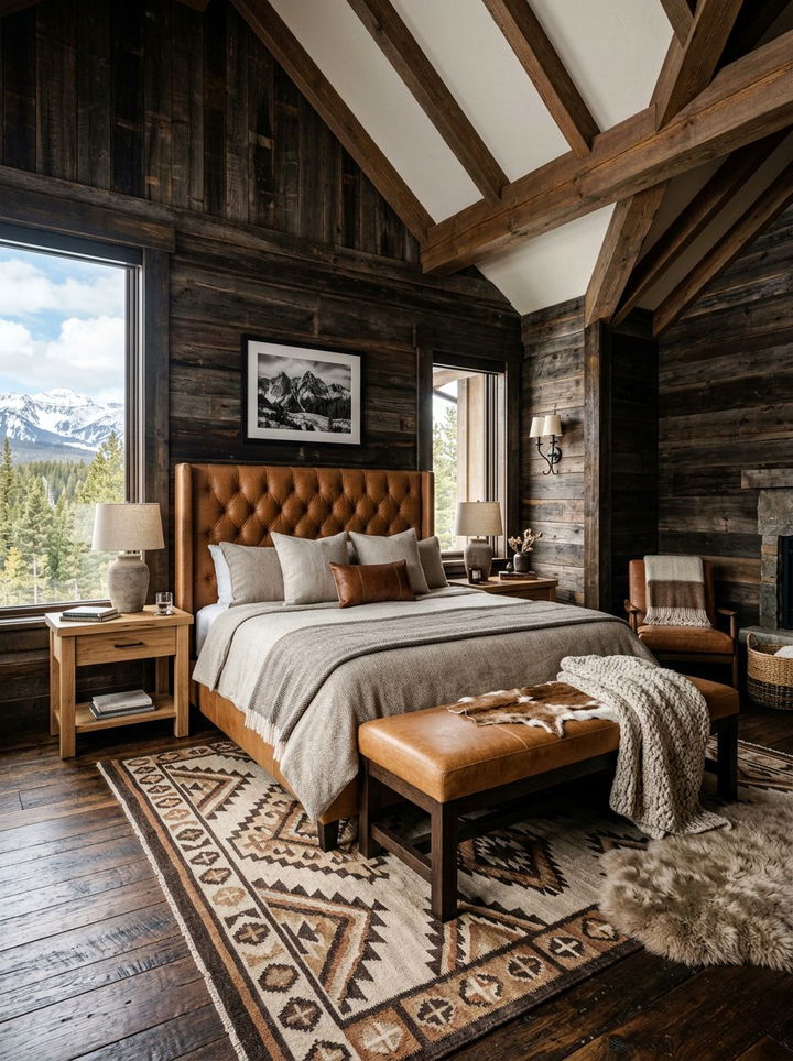 Leather Accent Mountain Bedroom - 30 mountain house bedroom ideas