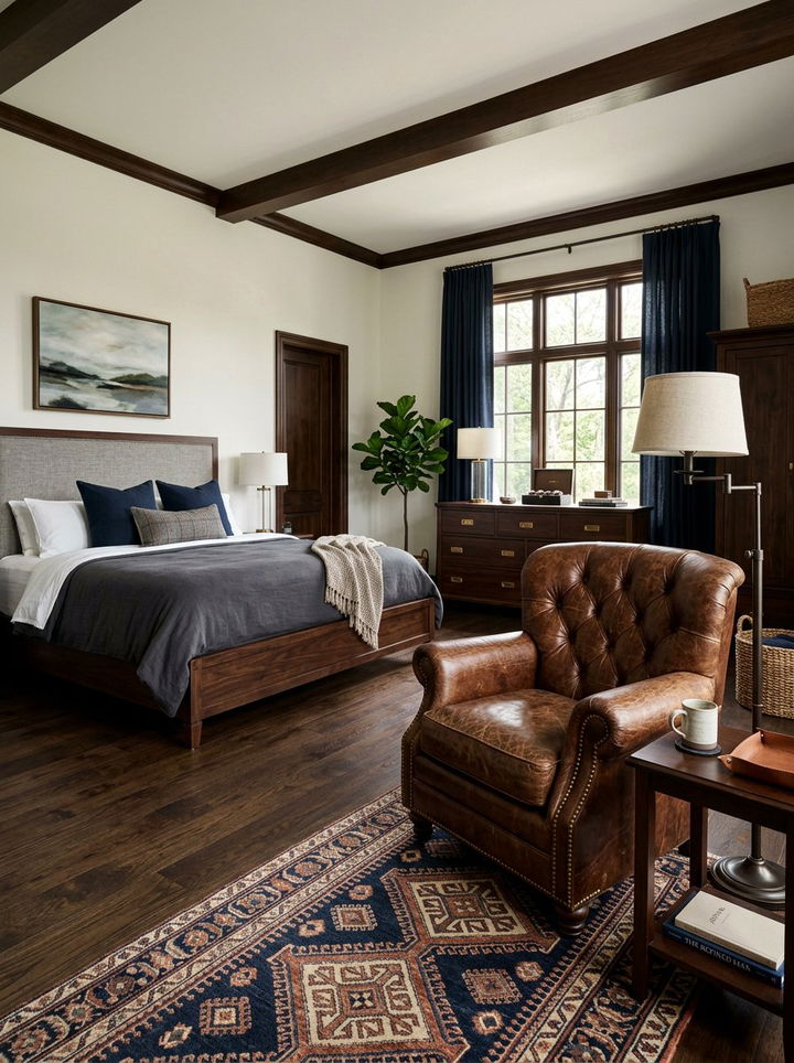 Leather Armchair - 30 bedroom seating arrangements ideas