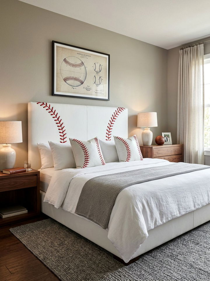 Leather Baseball Stitching Decor - 30 baseball bedroom ideas
