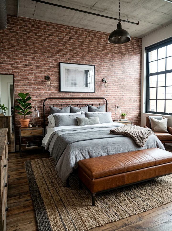 Leather Bed Bench - 30 bedroom texture layering ideas