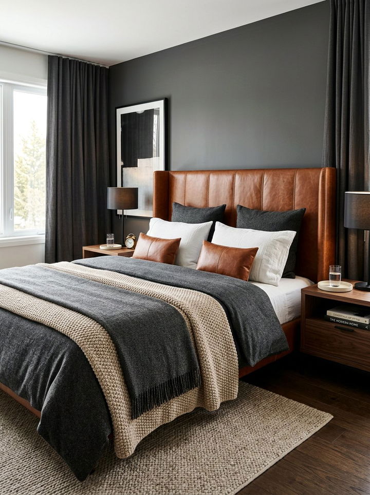 Leather Detail Bedroom - 30 textured bedroom ideas
