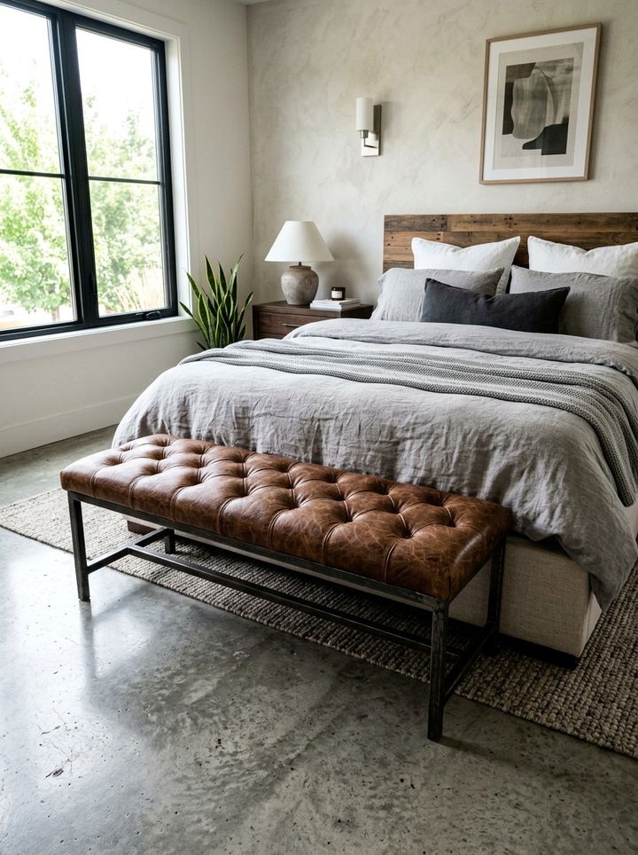 Leather End Bed Bench - 30 warehouse bedroom ideas