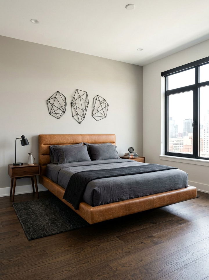 Leather Floating Bed - 30 bedroom floating bed ideas