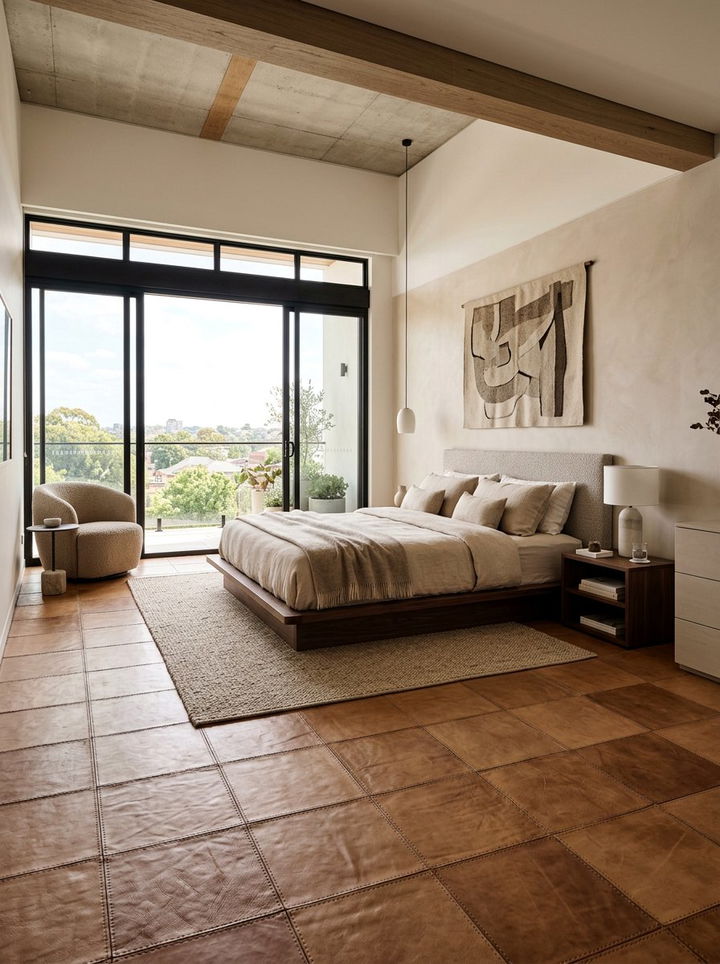 Leather Floor Tiles - 30 leather bedroom ideas