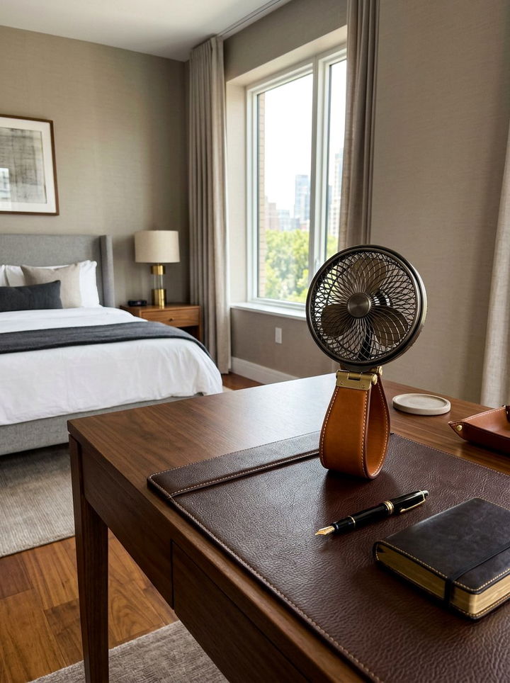 Leather Handle Portable Fan - 30 bedroom desk fans