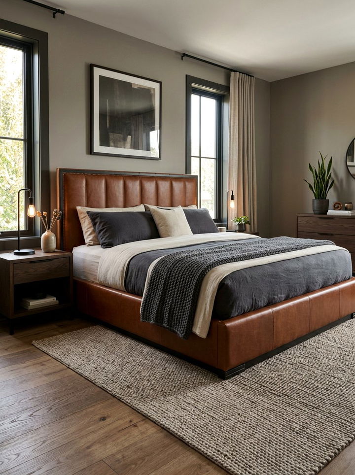 Leather Headboard Bed - 30 bedroom bed ideas