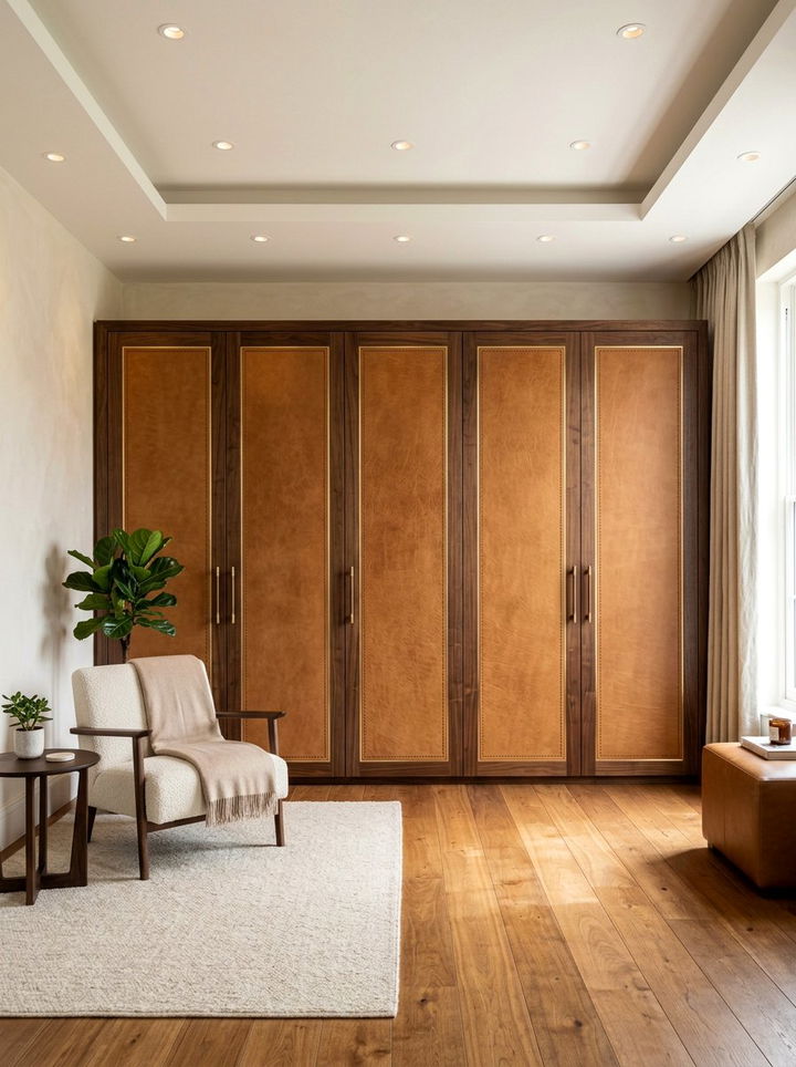 Leather Inlay Wardrobe Doors - 30 leather bedroom ideas