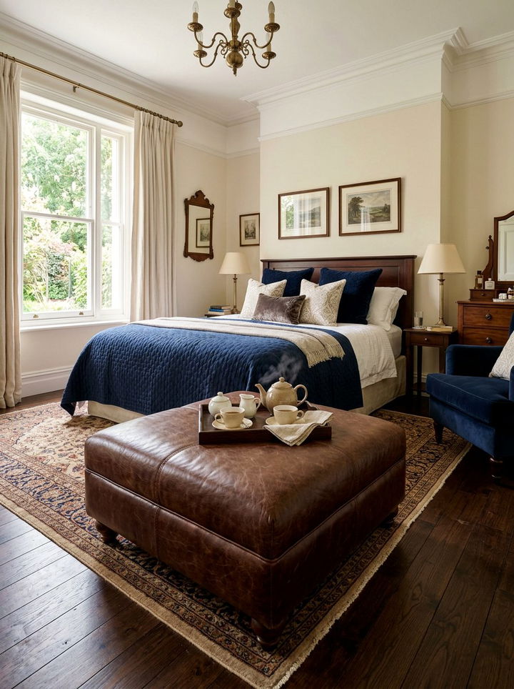 Leather Ottoman At Foot Of Bed - 30 leather bedroom ideas