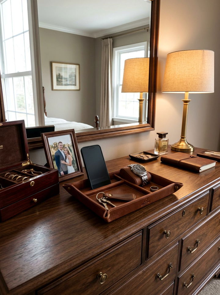 Leather Phone Valet Tray - 30 bedroom phone chargers