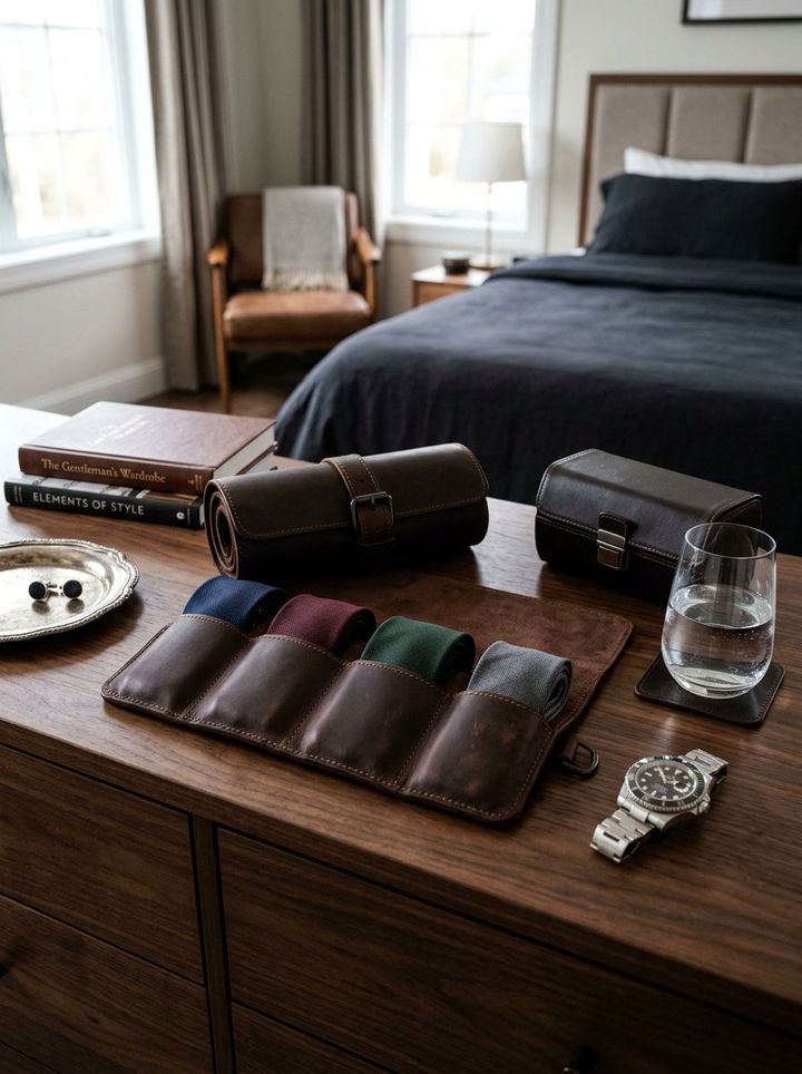 Leather Tie Roll - 30 bedroom tie storage ideas