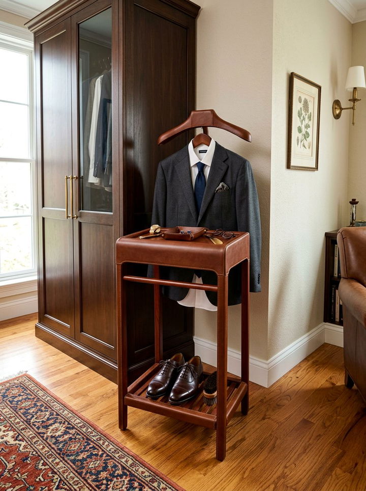 Leather Valet Stand - 30 leather bedroom ideas