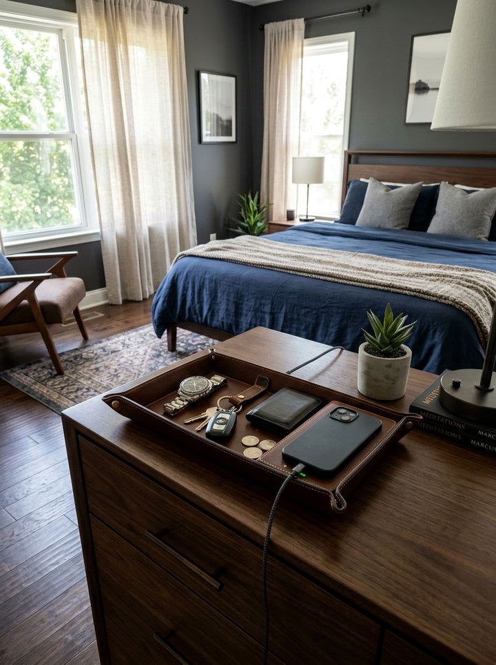 Leather Valet Tray Power - 30 bedroom charging stations