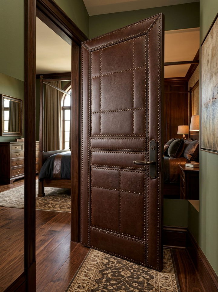 Leather Wrapped Bedroom Door - 30 bedroom door ideas