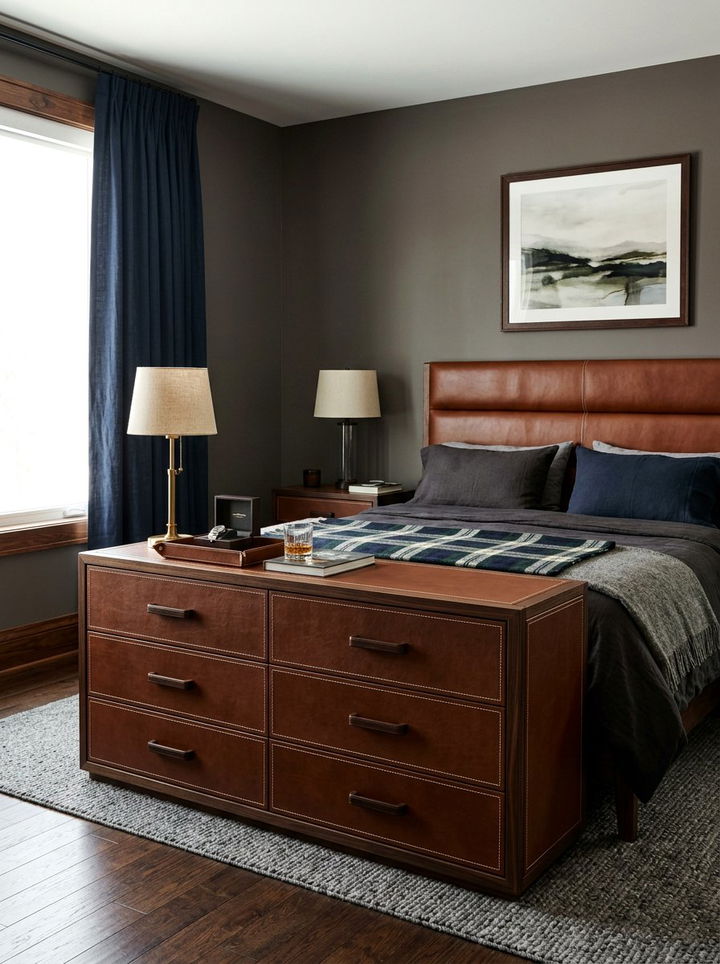 Leather Wrapped Wide Dresser - 30 bedroom wide dressers