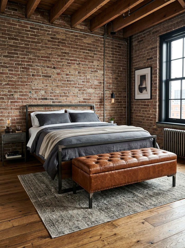 Leather foot of bed ottoman - 30 bedroom ottomans