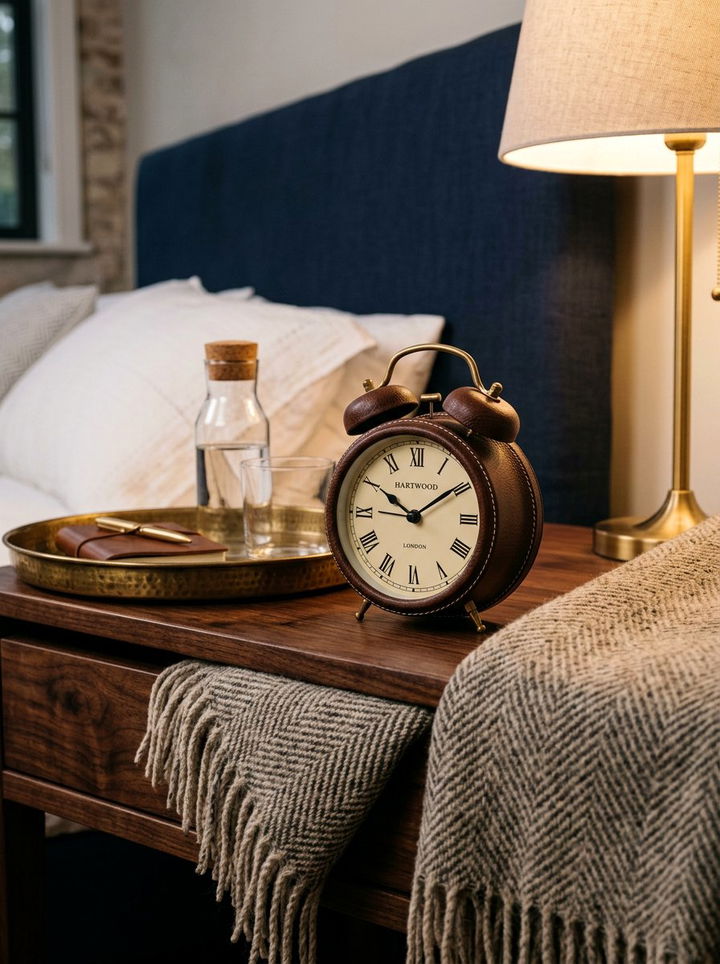 Leather wrapped alarm clock - 30 bedroom alarm clocks