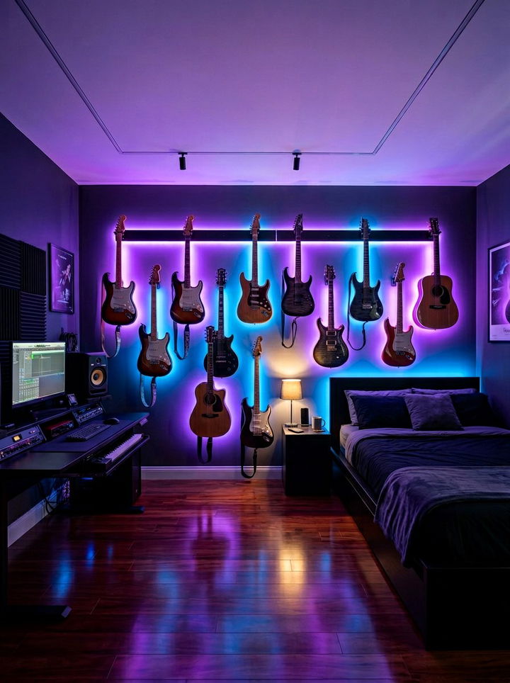 Led Light Guitar Room - 30 guitar bedroom ideas