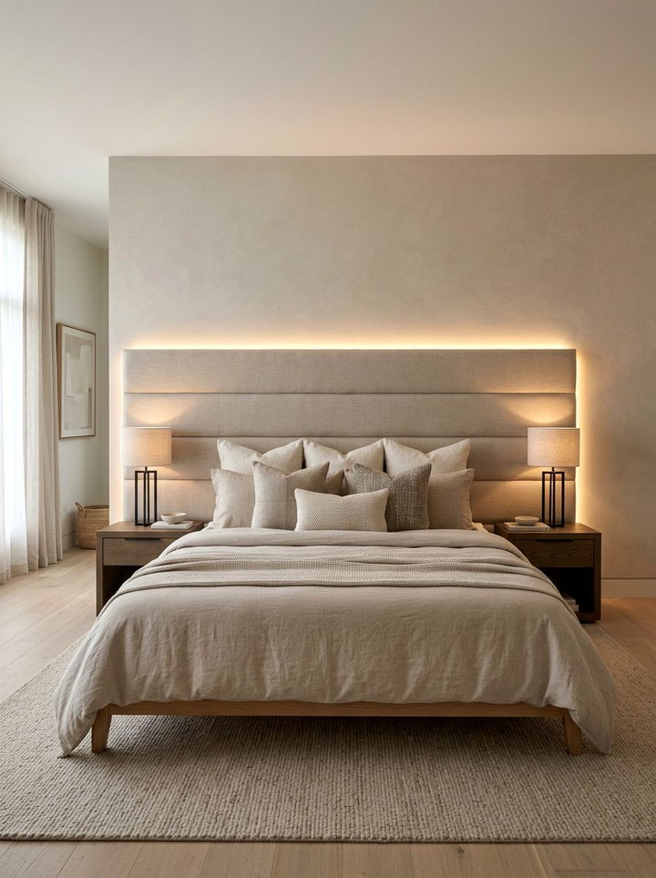 Led lights behind headboard - 30 bedroom led strip lights ideas