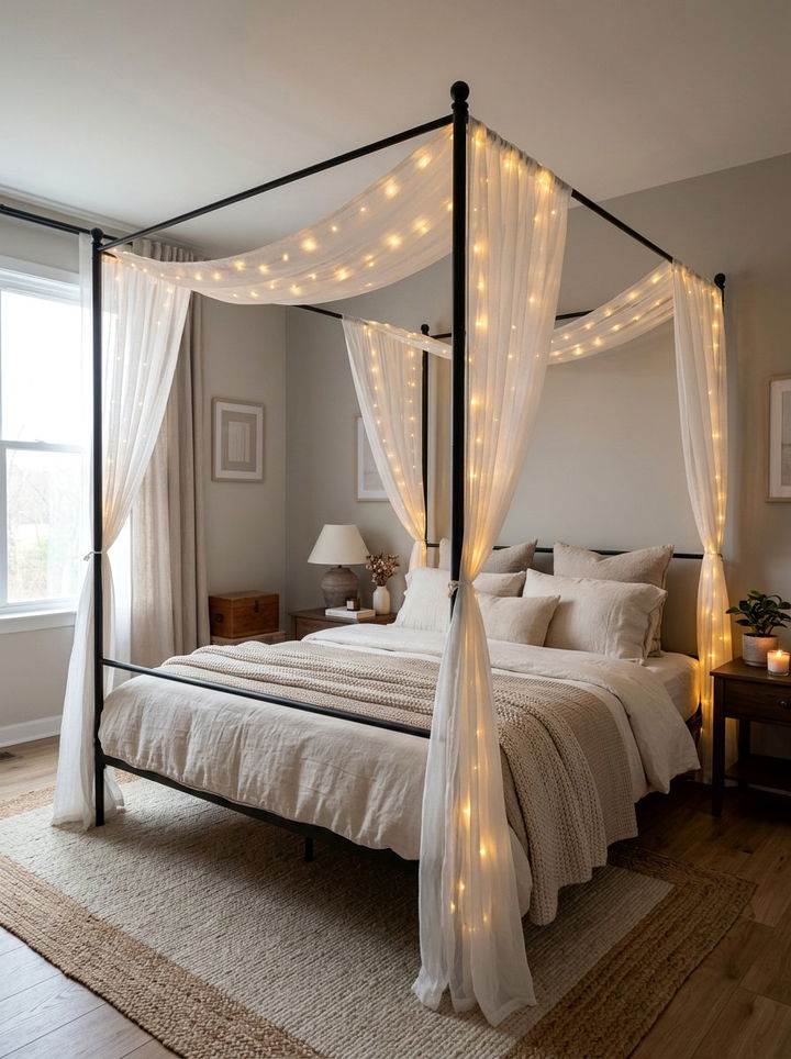 Led lights for canopy bed - 30 bedroom led strip lights ideas
