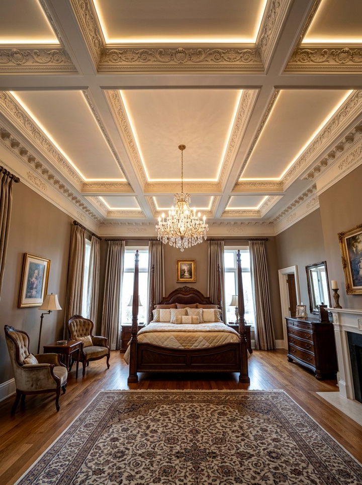 Led lights for crown molding - 30 bedroom led strip lights ideas