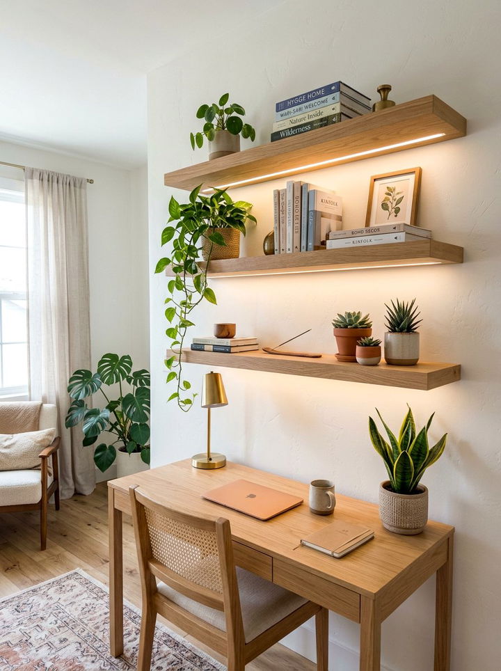 Led lights for floating shelves - 30 bedroom led strip lights ideas