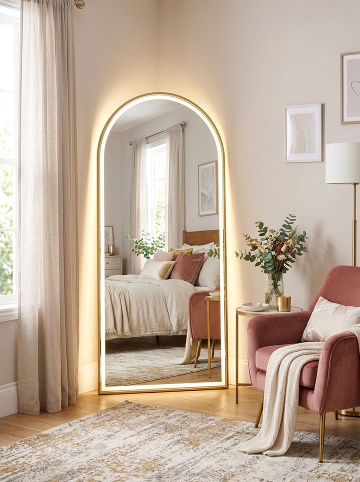 Led strip lights around mirror - 30 bedroom led strip lights ideas