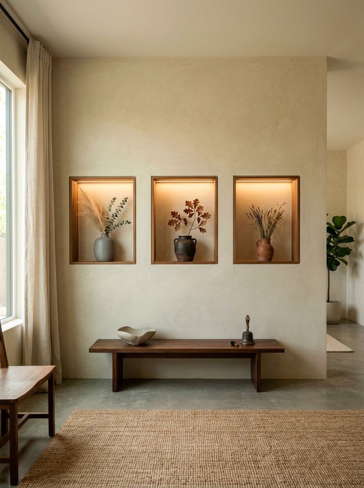 Led strips in wall niches - 30 bedroom led strip lights ideas