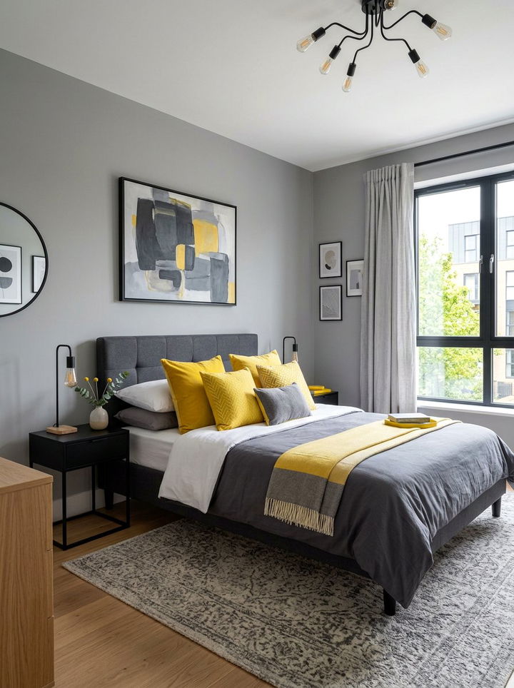 Lemon Yellow And Gray Bedroom - 30 lemon yellow bedroom ideas