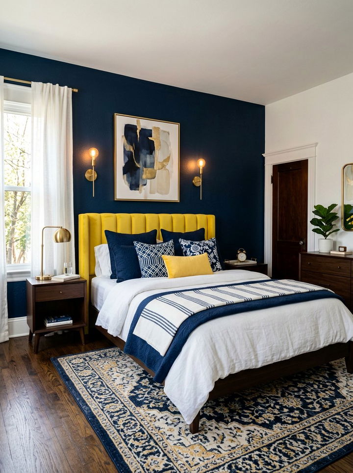 Lemon Yellow And Navy Blue Room - 30 lemon yellow bedroom ideas