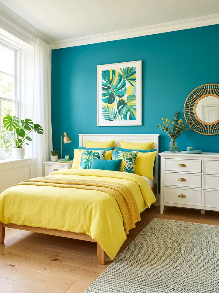 Lemon Yellow And Teal Room - 30 lemon yellow bedroom ideas
