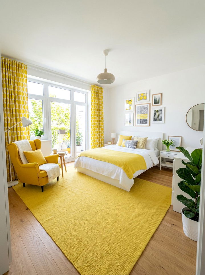 Lemon Yellow And White Bedroom - 30 yellow and white bedroom ideas