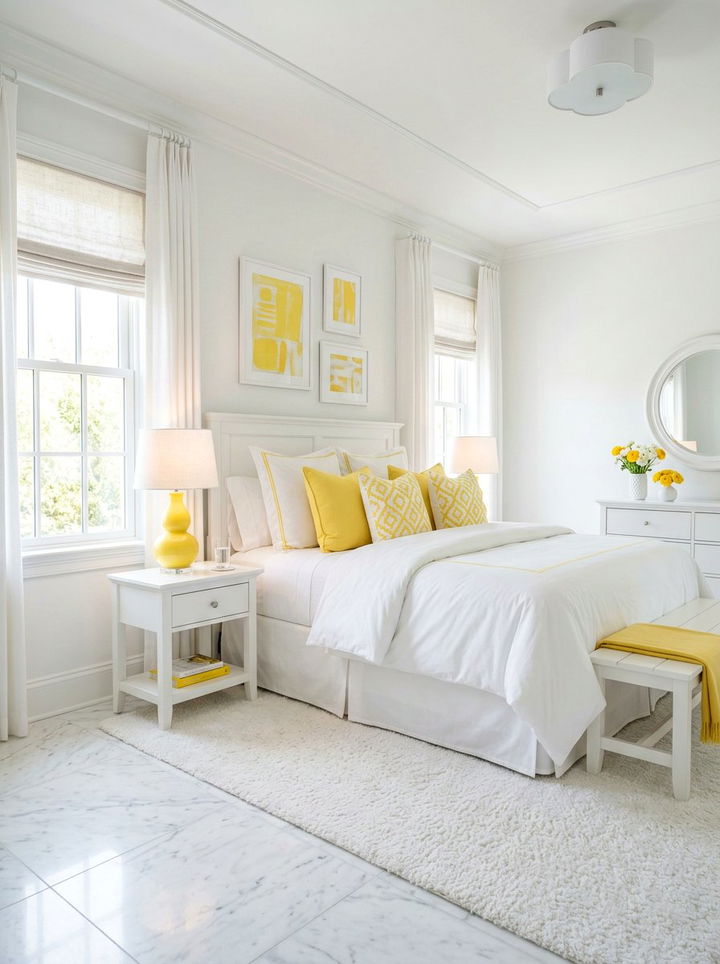 Lemon Yellow And White Decor - 30 lemon yellow bedroom ideas