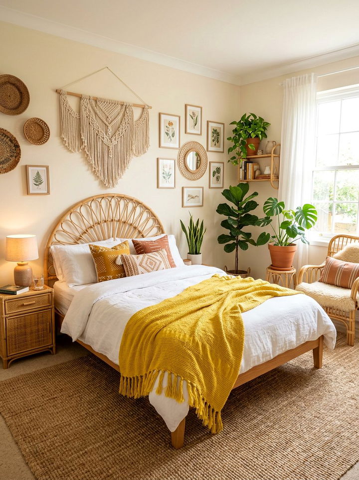 Lemon Yellow Boho Bedroom - 30 lemon yellow bedroom ideas