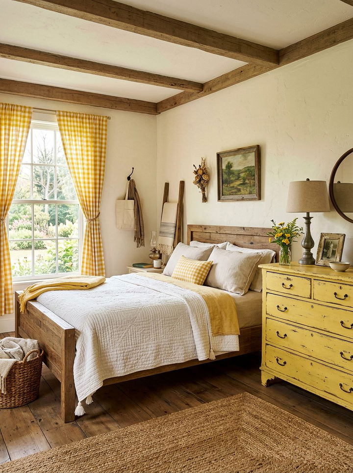 Lemon Yellow Farmhouse Bedroom - 30 lemon yellow bedroom ideas