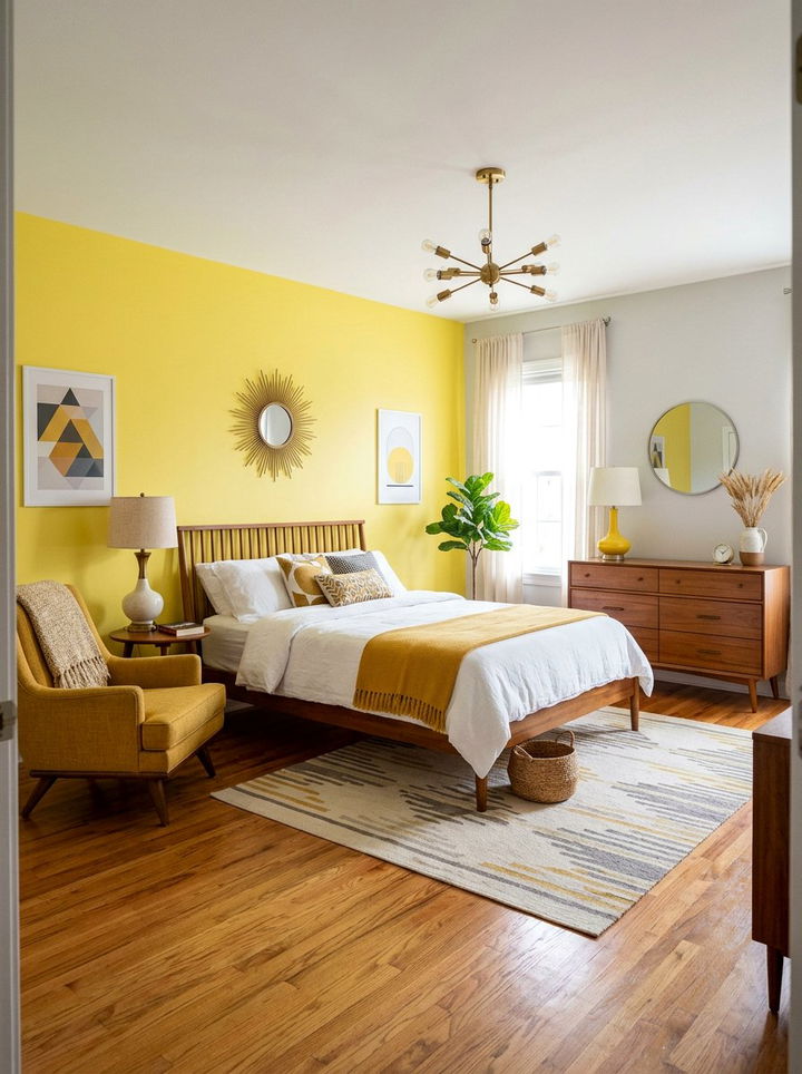 Lemon Yellow Mid Century Modern - 30 lemon yellow bedroom ideas
