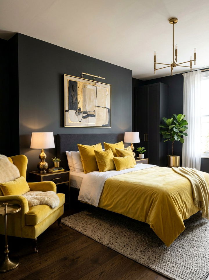 Lemon Yellow Velvet Textures - 30 lemon yellow bedroom ideas