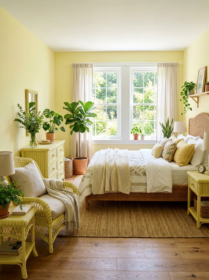 Lemon Yellow Wicker Furniture - 30 lemon yellow bedroom ideas