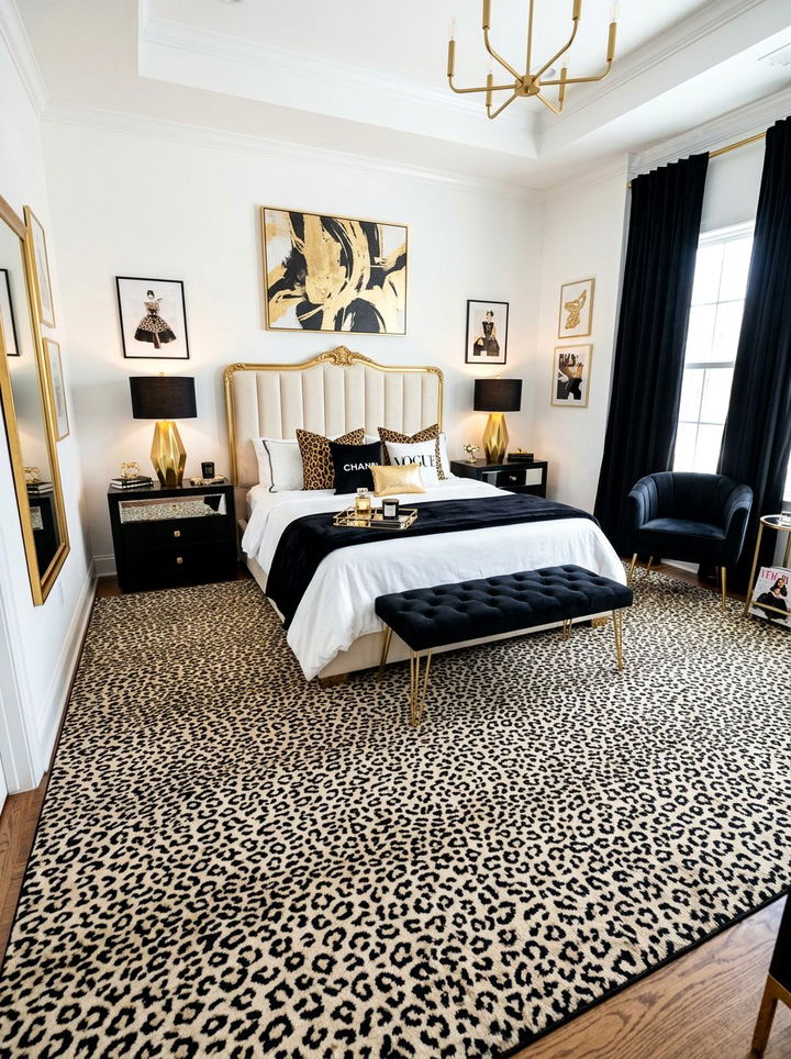 Leopard print bedroom carpet - 30 bedroom carpet ideas