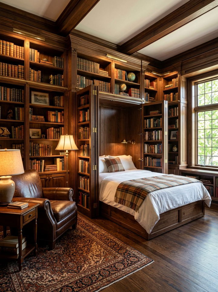 Library Murphy Bed - 30 bedroom fold down bed ideas