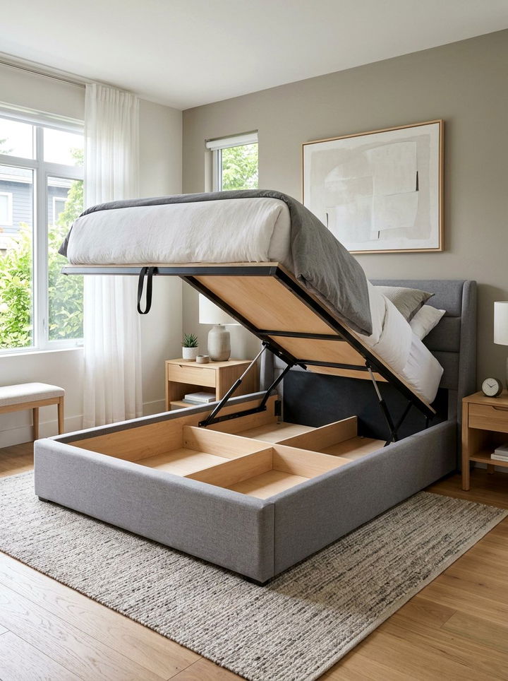 Lift Top Storage Bed - 30 bedroom compact furniture ideas