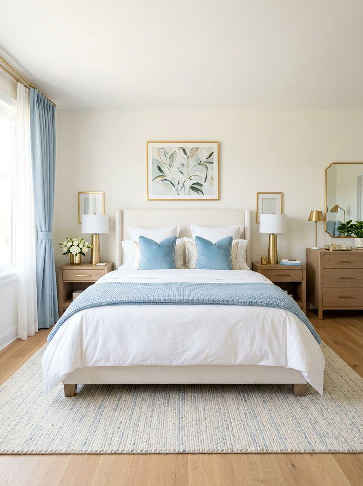 Light Blue Accents - 30 Parisian bedroom ideas