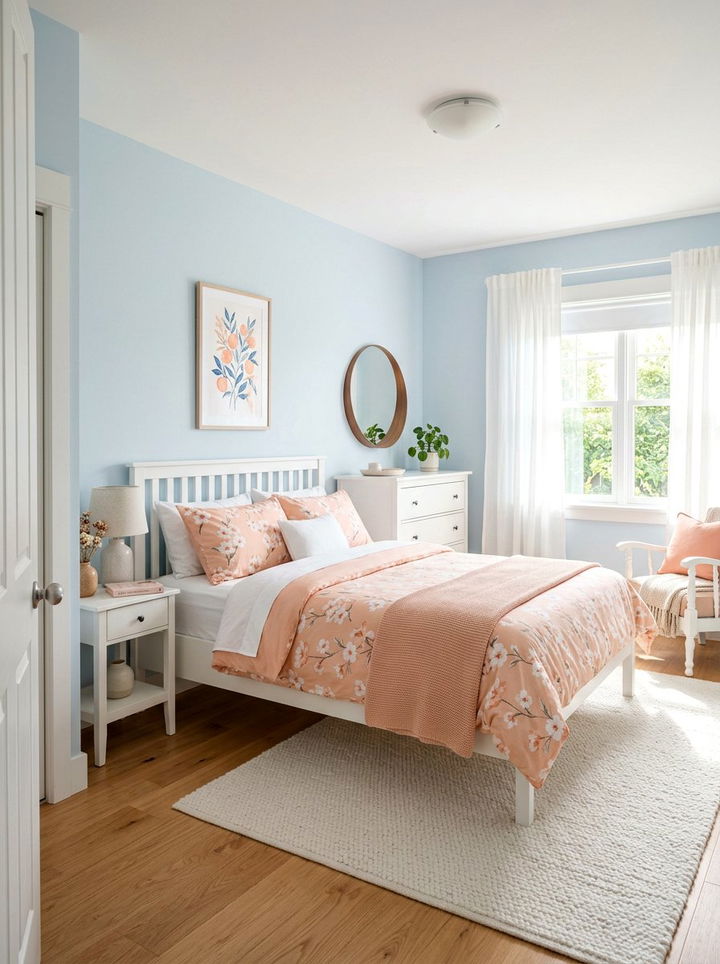 Light Blue And Peach Bedroom - 30 orange and blue bedroom color combo
