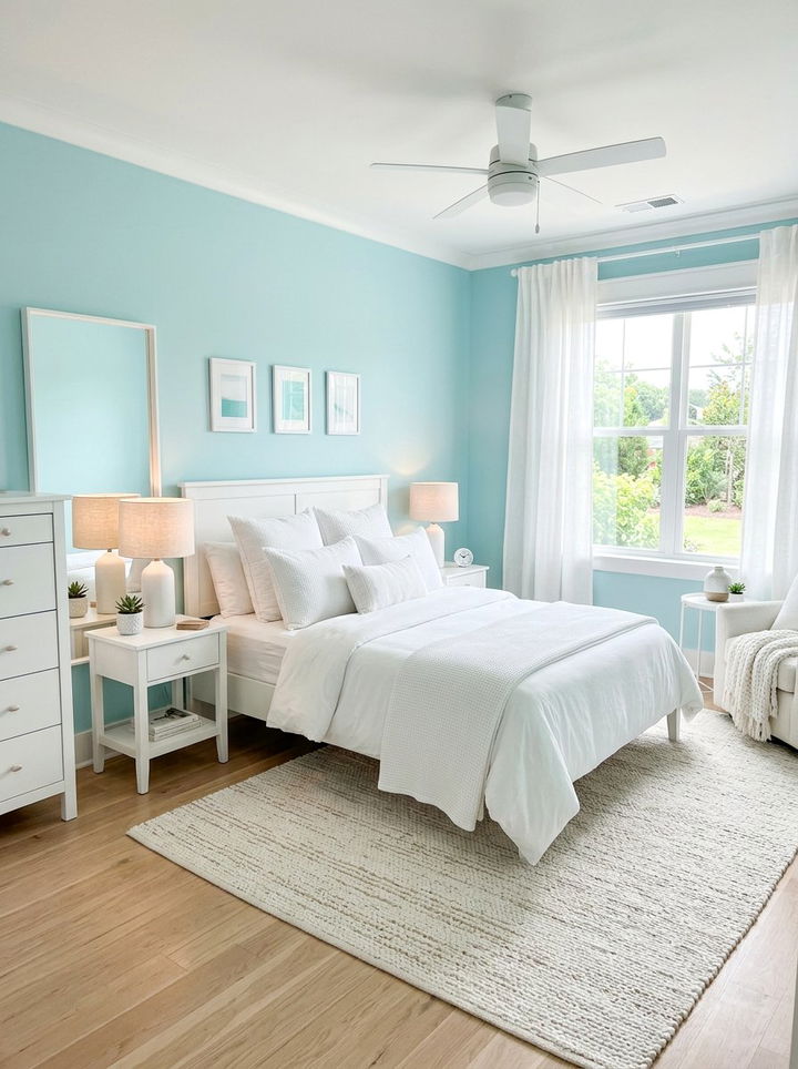 Light Blue And White Bedroom - 30 aqua bedroom ideas