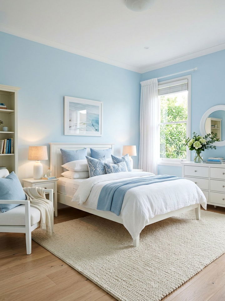 Light Blue Bedroom - 30 blue and white bedroom ideas