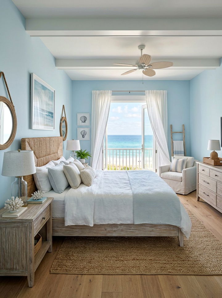 Light Blue Coastal Bedroom - 30 blue bedroom design ideas