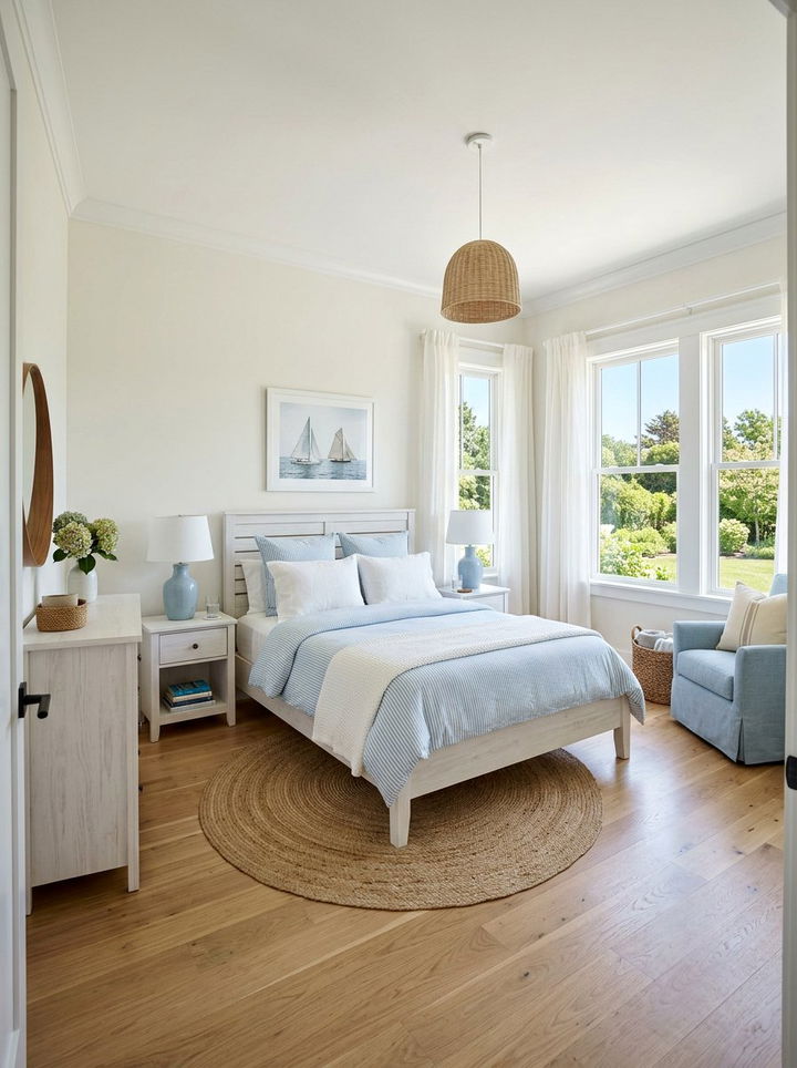 Light Blue Striped Bedding - 30 coastal blue bedroom ideas