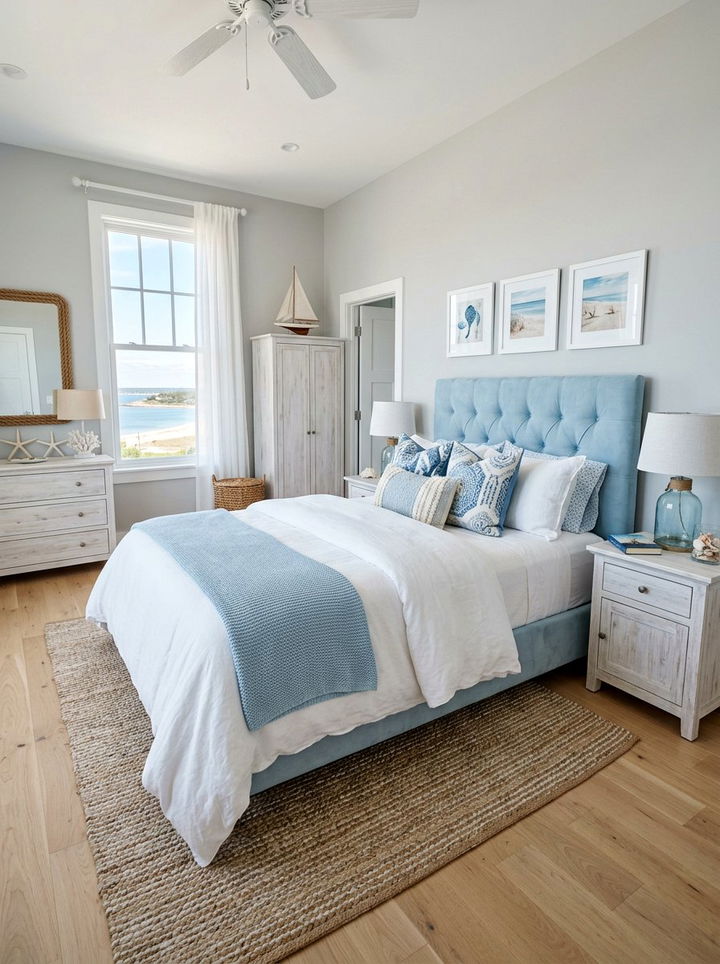 Light Blue Suede Headboard - 30 suede bedroom ideas