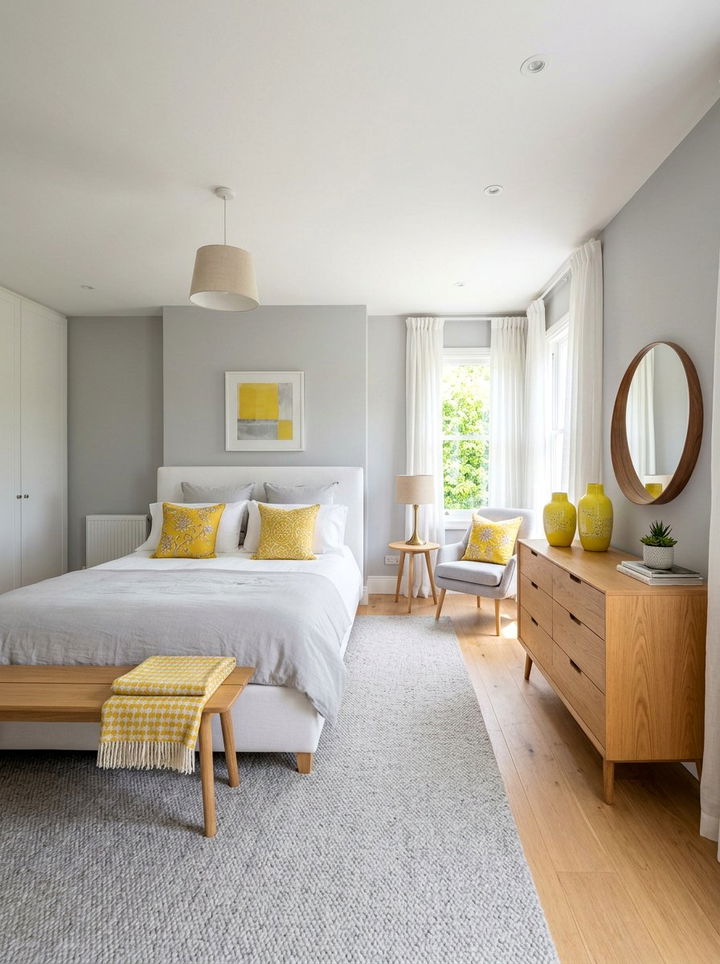 Light Gray Bedroom With Yellow Accents - 30 gray and yellow bedroom ideas