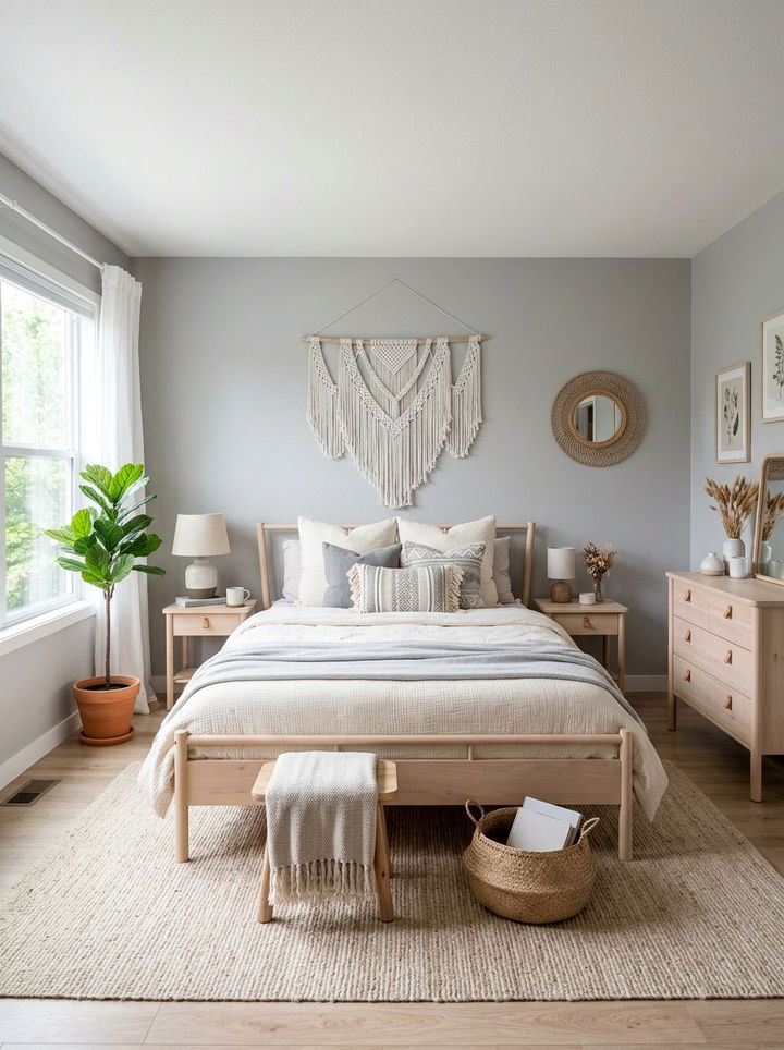 Light Gray Boho Bedroom - 30 bohemian gray bedroom ideas